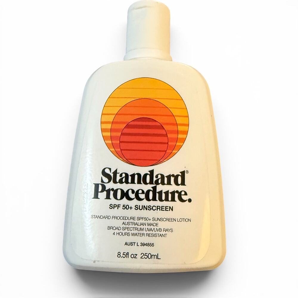 Standard Procedure SPF 50+ Sunscreen
8.5 Fl. Oz 250 mL
4 hour water resistant